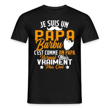 Papa Barbu Humour Cadeau Fête des Pères - T-shirt homme - noir - Devant - AI Model Male 178 light (178cm)