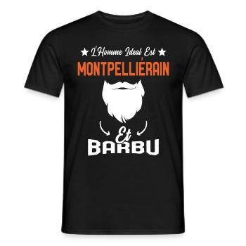 L'homme idéal est Montpelliérain et Barbu Humour - T-shirt homme - noir - Devant - AI Model Male 178 light (178cm)