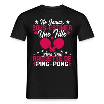 Une fille et joueur de ping pong Cadeau Humour - T-shirt homme - noir - Devant - AI Model Male 178 light (178cm)