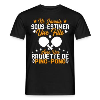Une fille et joueur de ping pong Cadeau Humour - T-shirt homme - noir - Devant - AI Model Male 178 light (178cm)