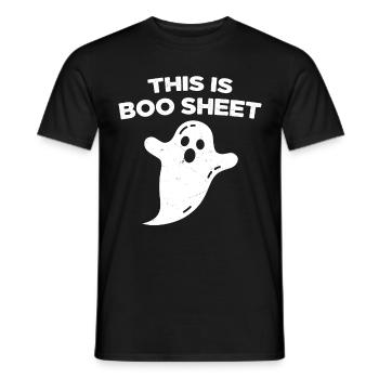 Hier ist das Boo Halloween Humor Blatt - Männer T-Shirt - Schwarz - Vorne - AI Model Male 178 light (178cm)