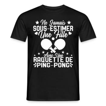 Une fille et joueur de ping pong Cadeau Humour - T-shirt homme - noir - Devant - AI Model Male 178 light (178cm)