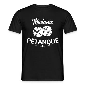 Madame Pétanque Humour Cadeau - T-shirt homme - noir - Devant - AI Model Male 178 light (178cm)