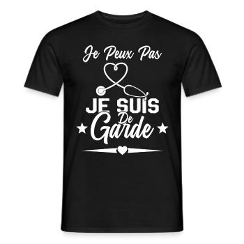 Je Peux Pas Je Suis De Garde Drôle Infirmier - T-shirt homme - noir - Devant - AI Model Male 178 light (178cm)
