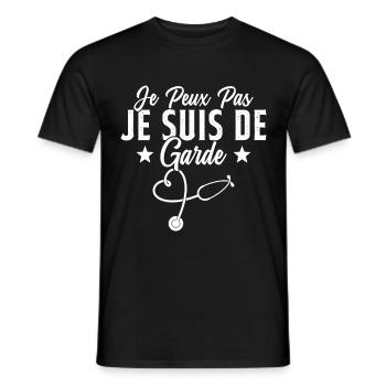 Je Peux Pas Je Suis De Garde Drôle Infirmier - T-shirt homme - noir - Devant - AI Model Male 178 light (178cm)