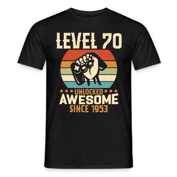 Level 70 Year Unlock Gaming Birthday Gift - Men's T-Shirt - black - Front - AI Model Male 178 light (178cm)