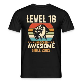 Level 18 Jahre Gaming-Geburtstagsgeschenk freischalten - Männer T-Shirt - Schwarz - Vorne - AI Model Male 178 light (178cm)