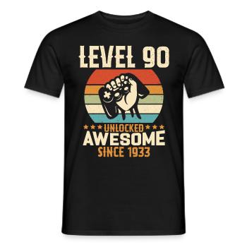 Level 90 Jahre Gaming-Geburtstagsgeschenk freischalten - Männer T-Shirt - Schwarz - Vorne - AI Model Male 178 light (178cm)