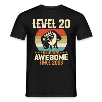 Level 20 Jahre Gaming-Geburtstagsgeschenk freischalten - Männer T-Shirt - Schwarz - Vorne - AI Model Male 178 light (178cm)