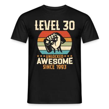 Level 30 Jahre Gaming-Geburtstagsgeschenk freischalten - Männer T-Shirt - Schwarz - Vorne - AI Model Male 178 light (178cm)