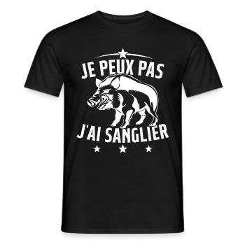 Je Peux Pas J'ai Sanglier Cadeau Chasseur - T-shirt homme - noir - Devant - AI Model Male 178 light (178cm)