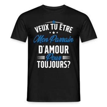 Veux Tu Être Mon Parrain D'amour pour toujours - T-shirt homme - noir - Devant - AI Model Male 178 light (178cm)