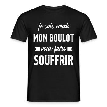 Je suis coach mon boulot vous faire souffrir - T-shirt homme - noir - Devant - AI Model Male 178 light (178cm)