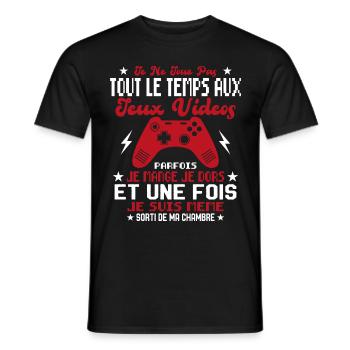 Je ne joue pas tout le temps aux jeux vidéos - T-shirt homme - noir - Devant - AI Model Male 178 light (178cm)