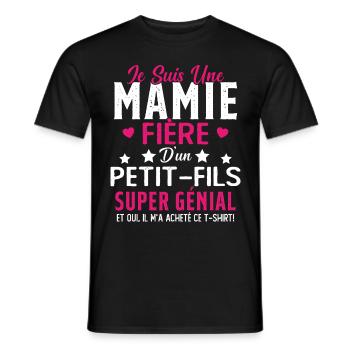 Je Suis Une Mamie Fière D'un Petit Fils Cadeau - T-shirt homme - noir - Devant - AI Model Male 178 light (178cm)