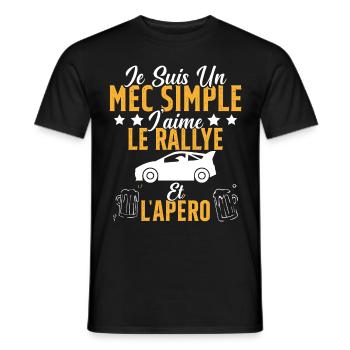 Mec Simple Rallye Apero Humour Rallye Automobile - T-shirt homme - noir - Devant - AI Model Male 178 light (178cm)