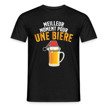 Meilleur Moment Pour Une Bière Noël Cadeau - T-shirt homme - noir - Devant - AI Model Male 178 light (178cm)