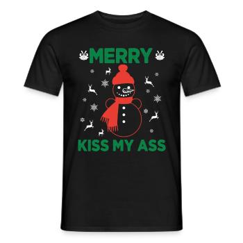 Merry Kiss My Ass Christmas Noël - T-shirt homme - noir - Devant - AI Model Male 178 light (178cm)