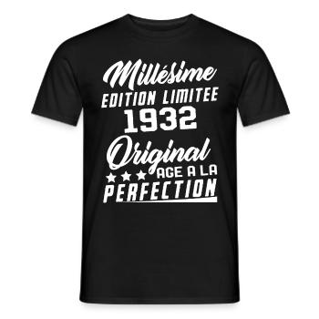 Millésime 1932 Original Cadeau D'anniversaire - T-shirt homme - noir - Devant - AI Model Male 178 light (178cm)