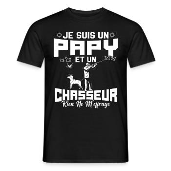 Papy et Chasseur Humour Cadeau - T-shirt homme - noir - Devant - AI Model Male 178 light (178cm)