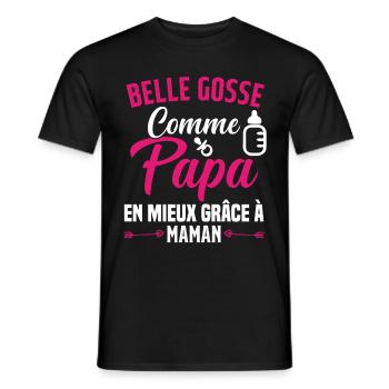 Belle Gosse Comme Papa Cadeau Belle Fille - T-shirt homme - noir - Devant - AI Model Male 178 light (178cm)