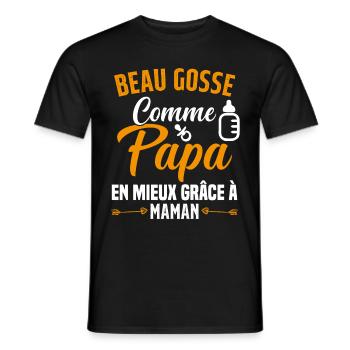 Beau Gosse Comme Papa Cadeau Maman Body Enceinte - T-shirt homme - noir - Devant - AI Model Male 178 light (178cm)