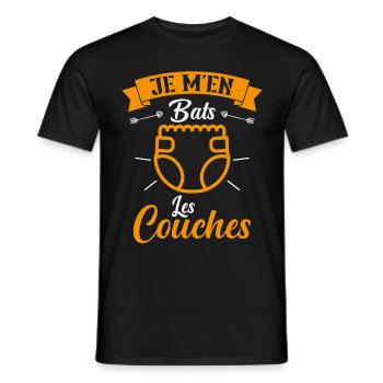 Je M'en Bats Les Couches Cadeau Body Fun Enceinte - T-shirt homme - noir - Devant - AI Model Male 178 light (178cm)