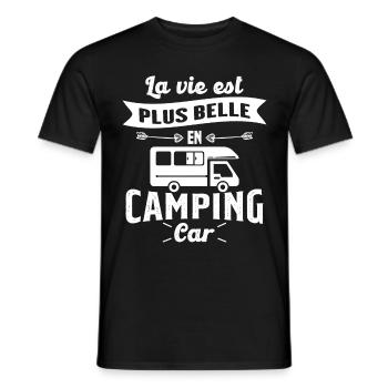 La vie est plus belle en Camping-car humour cadeau - T-shirt homme - noir - Devant - AI Model Male 178 light (178cm)