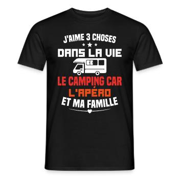 le camping car l'apéro et ma famille Humour Cadeau - T-shirt homme - noir - Devant - AI Model Male 178 light (178cm)