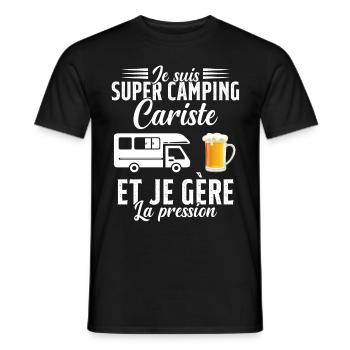Super Camping Cariste et Je Gère la Pression - T-shirt homme - noir - Devant - AI Model Male 178 light (178cm)