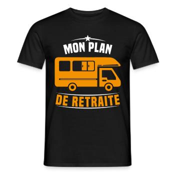 Mon Plan de Retraite Camping Car Humour Cadeau - T-shirt homme - noir - Devant - AI Model Male 178 light (178cm)
