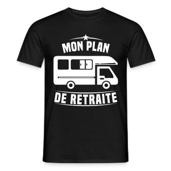 Mon Plan de Retraite Camping Car Humour Cadeau - T-shirt homme - noir - Devant - AI Model Male 178 light (178cm)