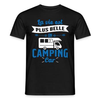 La vie est plus belle en Camping-car humour cadeau - T-shirt homme - noir - Devant - AI Model Male 178 light (178cm)
