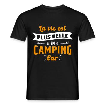 La vie est plus belle en Camping-car humour cadeau - T-shirt homme - noir - Devant - AI Model Male 178 light (178cm)