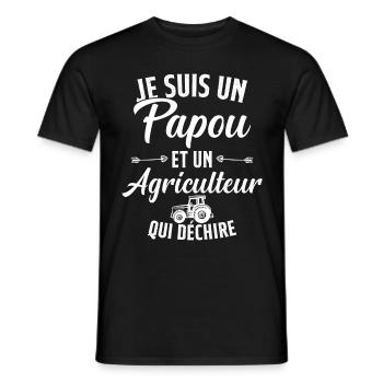 Papou et Agriculteur Qui Déchire Cadeau Humour - T-shirt homme - noir - Devant - AI Model Male 178 light (178cm)