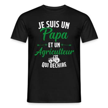 Papa et agriculteur qui déchire - T-shirt homme - noir - Devant - AI Model Male 178 light (178cm)