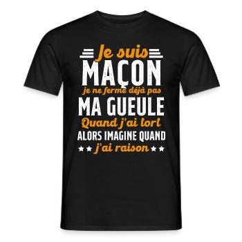 Maçon humour je ne ferme pas ma gueule maçonnerie - T-shirt homme - noir - Devant - AI Model Male 178 light (178cm)