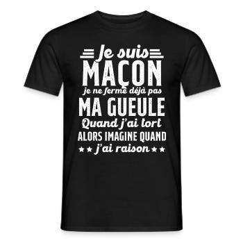 Maçon humour je ne ferme pas ma gueule maçonnerie - T-shirt homme - noir - Devant - AI Model Male 178 light (178cm)
