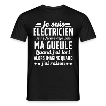 Electricien humour qui ne ferme pas sa gueule - T-shirt homme - noir - Devant - AI Model Male 178 light (178cm)