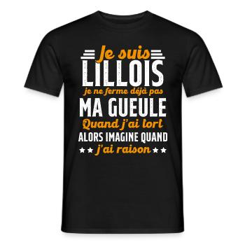 Lillois je ferme pas ma gueule cadeau Lille humour - T-shirt homme - noir - Devant - AI Model Male 178 light (178cm)