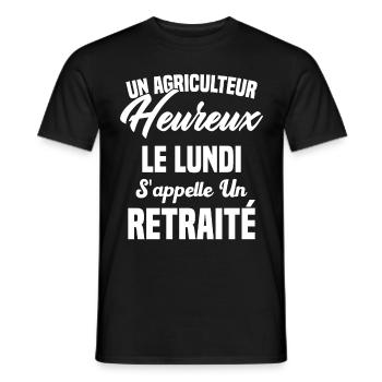 Agriculteur Heureux le lundi S'appelle un Retraité - T-shirt homme - noir - Devant - AI Model Male 178 light (178cm)