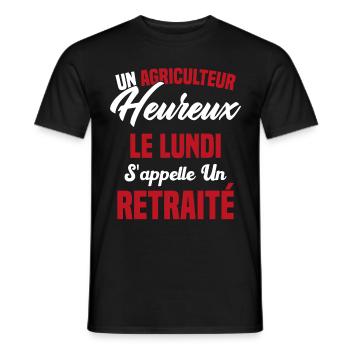 Agriculteur Heureux le lundi S'appelle un Retraité - T-shirt homme - noir - Devant - AI Model Male 178 light (178cm)