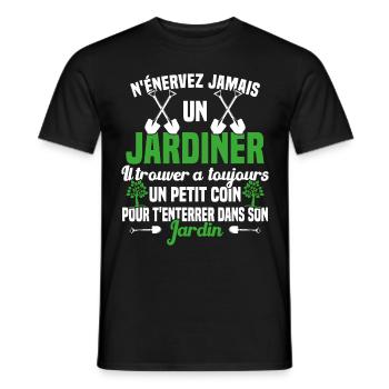 N'Énervez Jamais Un Jardinier Jardin Jardinage - T-shirt homme - noir - Devant - AI Model Male 178 light (178cm)
