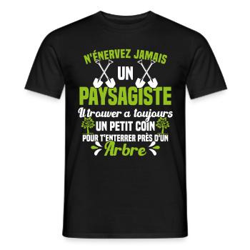 Paysagiste et jardinier cadeau humour - T-shirt homme - noir - Devant - AI Model Male 178 light (178cm)