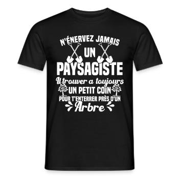 Paysagiste et jardinier cadeau humour - T-shirt homme - noir - Devant - AI Model Male 178 light (178cm)