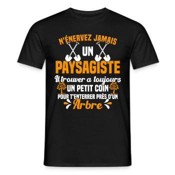Paysagiste et jardinier cadeau humour - T-shirt homme - noir - Devant - AI Model Male 178 light (178cm)