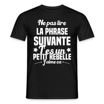 Ne pas lire la phrase suivante - T-shirt homme - noir - Devant - AI Model Male 178 light (178cm)