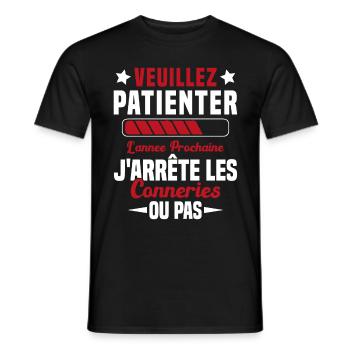 J'arrête les conneries humour - T-shirt homme - noir - Devant - AI Model Male 178 light (178cm)