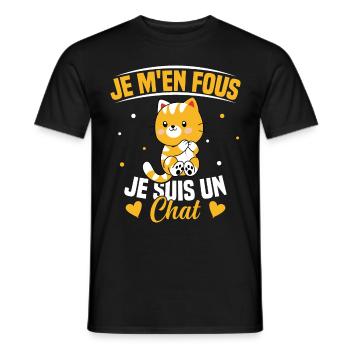 Je m'en fous Je suis un Chat Humour Chat Chaton - T-shirt homme - noir - Devant - AI Model Male 178 light (178cm)