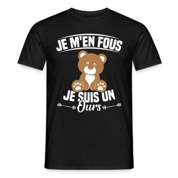 Je M'en Fous Je Suis Un Ours - T-shirt homme - noir - Devant - AI Model Male 178 light (178cm)